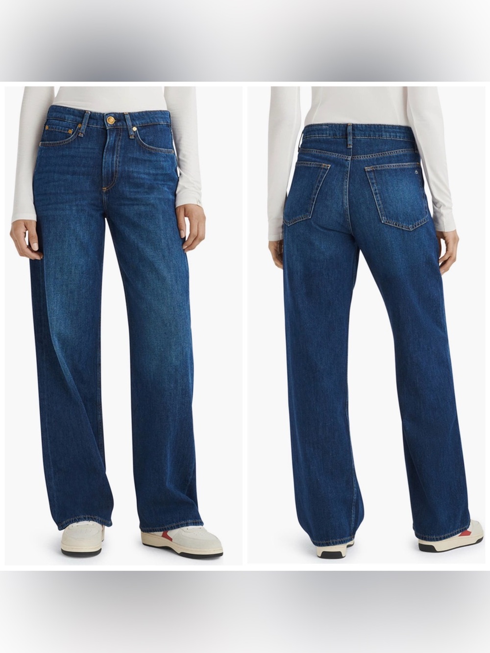 NWT Rag & Bone Mid Rise wide Leg Jeans in Annalise Size 24